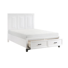 White Finish Queen Platform Bed with Storage Drawers Wooden Bedroom Furniture 1pc