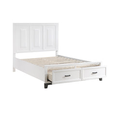 White Finish Queen Platform Bed with Storage Drawers Wooden Bedroom Furniture 1pc
