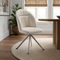 Hallie Contemporary Swivel Curved Back Cream Upholstered Dining Chair - Set of 2