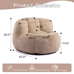 Oversized Bean Bag Chairs,Multicolor Faux Fur Couch Filled with Shredded Sponge,Large Lounger Sofa For Living Room,No Assembly Required ,Brown+Camel
