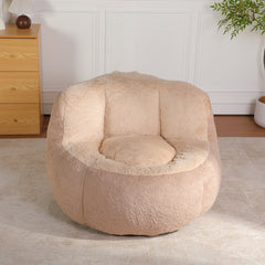 Oversized Bean Bag Chairs,Multicolor Faux Fur Couch Filled with Shredded Sponge,Large Lounger Sofa For Living Room,No Assembly Required ,Brown+Camel
