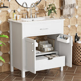 30-Inch Bathroom Vanity with Ceramic Sink and Ample Storage - The Perfect Choice for Small Bathrooms