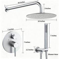 Shower System Shower Faucet Combo Set Wall Mounted with 10" Rainfall Shower Head and handheld shower faucet, Brushed Nickel Finish Shower Faucet Rough-In
