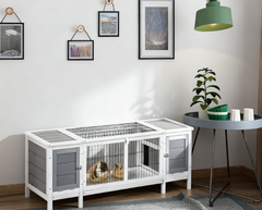 Pet House with Pull-Out Tray, and Divided Board for Indoor, White