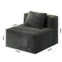 Single Sofa for Modular Sectional Sofa, High Density Memory Foam Couch Boneless Couch for Bedroom Living Room (Single Sofa)