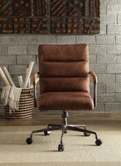 Retro Brown Swivel Office Chair with 5-Star Base