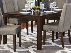 Contemporary Dark Brown 7pc Dining set Table with Extension Leaf and 6x Upholstered Side Chairs Modern Dining Room Furniture