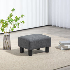 HOMCOM Ottoman Foot Rest, Small Foot Stool with Linen Fabric Upholstery and Plastic Legs, Cube Ottoman for Living Room, Charcoal Gray