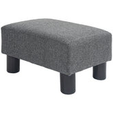 HOMCOM Ottoman Foot Rest, Small Foot Stool with Linen Fabric Upholstery and Plastic Legs, Cube Ottoman for Living Room, Charcoal Gray