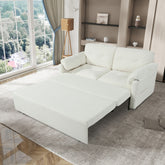 Convertible Pull-Out Queen Sleeper Sofa, 3-in-1 Sofa Bed with Side Storage & 8 Silent Casters, Thick Padded Chenille Loveseat for Living Room, Bedroom, Apartment,Beige