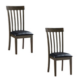 Kyn 18 Inch Side Dining Chairs Set of 2, Slatted Back, Padded Seat, Farmhouse Brown