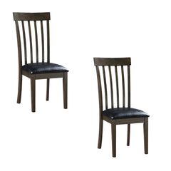 Kyn 18 Inch Side Dining Chairs Set of 2, Slatted Back, Padded Seat, Farmhouse Brown