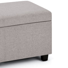 Avalon 48 inch Wide Storage Ottoman Bench in Cloud Grey Linen Look Fabric