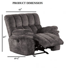 Dark Gray Finish Transitional Style Glider Recliner Track Pillow Top Arms High Density Foam Primary Living Room