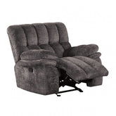 Dark Gray Finish Transitional Style Glider Recliner Track Pillow Top Arms High Density Foam Primary Living Room