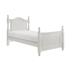 Classic White Finish 1pc Twin Size Poster Bed Wooden Traditional Bedroom Furniture Unique Style Headboard Footboard