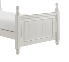 Classic White Finish 1pc Twin Size Poster Bed Wooden Traditional Bedroom Furniture Unique Style Headboard Footboard