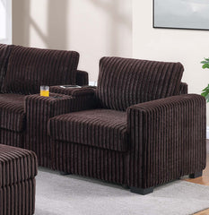 Contemporary Style 4pc L-Shaped Sectional Set USB Cup Holder Cushion Back Loveseat Plastic Legs Cocktail Ottoman Square Arms Coffee Finish Primary Living Room
