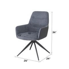 Hester Gray Fabric Arm Chair (Set of 2)