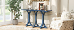 U-Style 59.8'' Wooden Console Table with Oak Veneer Top,Farmhouse Entryway Table with Rubber Wood Slender Curved Legs,Perfect for Living Room,Entryway,Hallway, Dining Spaces.