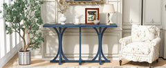U-Style 59.8'' Wooden Console Table with Oak Veneer Top,Farmhouse Entryway Table with Rubber Wood Slender Curved Legs,Perfect for Living Room,Entryway,Hallway, Dining Spaces.