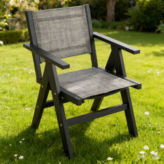 Lounge chair CHARCOAL GREY color, suitable for all seasons: Outdoor lounge chair, made of sturdy HIPS material, equipped with 304 stainless steel accessories.