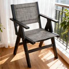 Lounge chair CHARCOAL GREY color, suitable for all seasons: Outdoor lounge chair, made of sturdy HIPS material, equipped with 304 stainless steel accessories.