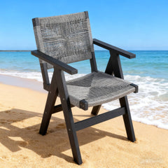 Lounge chair CHARCOAL GREY color, suitable for all seasons: Outdoor lounge chair, made of sturdy HIPS material, equipped with 304 stainless steel accessories.