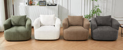 360° Swivel Chair, 38.2" Accent Chair Sofa, Upholstered Swivel Barrel Sofa Chair with a Throw Pillow for Living Room, Bedroom, Office and Hotel, Green
