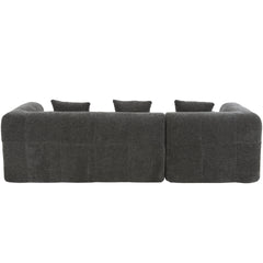 101.2" Sectional Sofa Full-Compressed Sofa Modular Sofa Couch Free-combined Sofa with Deep Seating and Two Side Pockets for Living Room, Grey