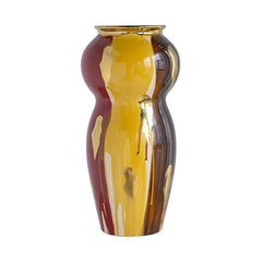 10x10x20.9" Curved Ceramic Vase with Abstract Multicolored Finish