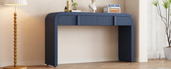 TREXM Modern Console Table with 2 Storage Drawers, Fluted Entryway Table with Rounded Silhouette for Hallway Living Room and Entryway (Navy Blue)