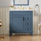 30" Bathroom Vanity with Ceramic Sink, Small Bathroom Sink Cabinet, Modern Cabinet with 2 Drawers and Adjustable Shelf