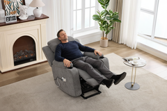 Infinite Position Single Motor Up to 350 LBS Power Lift Recliner Chair for Elderly, Heavy Duty Motion Mechanism with 8-Point Vibration Massage and Lumbar Heating, Cup Holders, Grey