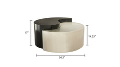 YING YANG Modern & Contemporary Style Coffee Table Made with Iron Sheet Frame in Black & Silver same asG150108937 (NJ inventory)