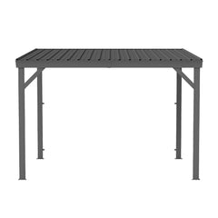 8' x10' Lean to Gazebo with Upgraded Drainage System, Wall Mounted Gazebo Hardtop Galvanized Steel Sloping Roof for Patio Deck Backyard Lawn Party(Gray)