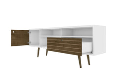 TV Stand in White and Rustic Brown