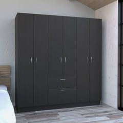 Kibo 6 Doors Armoire, One Drawer, Rod, Seven Interior Shelves, Black Wengue / White -Bedroom