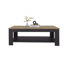 Coffee Table 16.2" H, 1 Shelf, Black Wengue / Natural Oak - Living Room