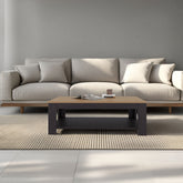 Coffee Table 16.2" H, 1 Shelf, Black Wengue / Natural Oak - Living Room