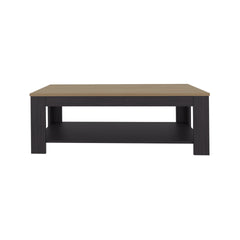 Coffee Table 16.2" H, 1 Shelf, Black Wengue / Natural Oak - Living Room