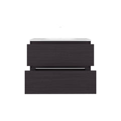 Bathroom Vanity with Sink, 2 Drawers, Black Wengue
