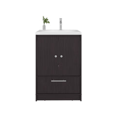 Bathroom Vanity with Sink, 2 Doors, 1 Drawer, Black Wengue