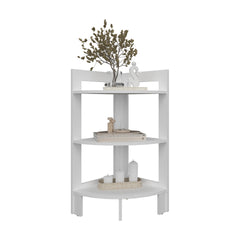 Side Table 31.70" H, with 3 Shelves, 3 Legs, White