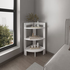 Side Table 31.70" H, with 3 Shelves, 3 Legs, White
