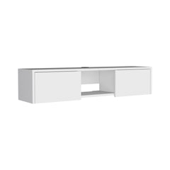 Adel Floating TV Stand, Sleek Wall-Mounted Console with 2-Doors, White