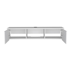 Adel Floating TV Stand, Sleek Wall-Mounted Console with 2-Doors, White