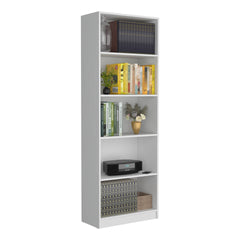 Vinton 4-Tier Bookcase with Modern Storage for Books and Decor, White