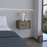 Floating Nightstand, Space-Saving Design with Handy Drawer and Surface, Dark Brown