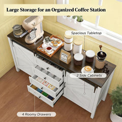 Spacious Coffee Bar Cabinet,Buffet Cabinet with Drawers